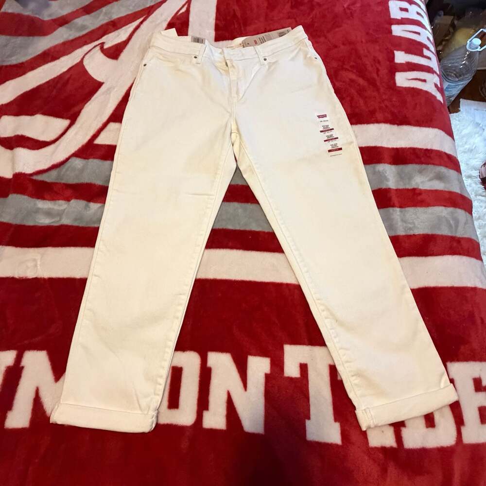 Levi's White Mid Rise Skinny Cropped Jeans Size 31 W Discoloration Deadstock NWT